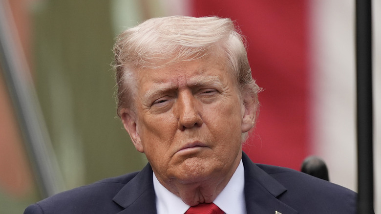 Trump with mouth drooping on one side