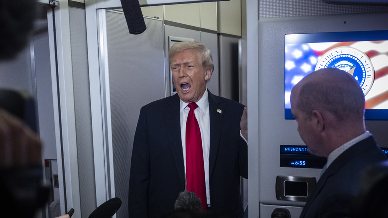 Trump speaking to reporters aboard Air Force One November 30, 2025