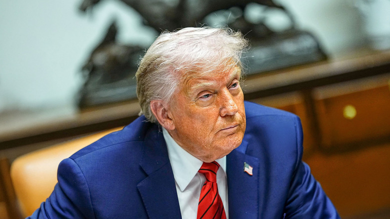 President Donald Trump speaks during a cabinet meeting