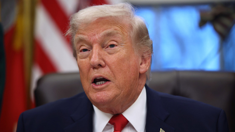 Trump seated in Oval Office speaking