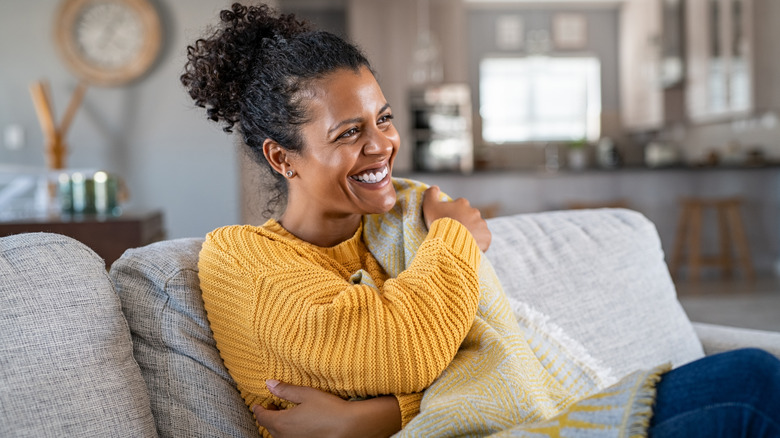 woman feeling healthy and happy 