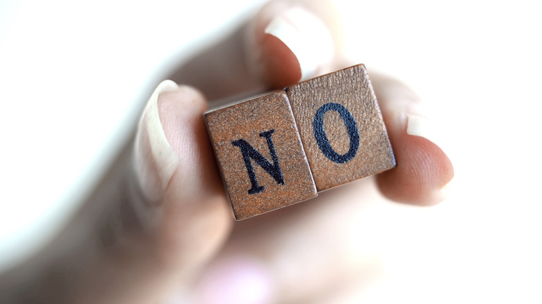 Saying "no" to drugs concept