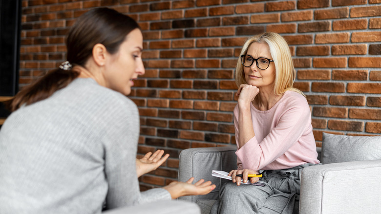 Woman talking to therapist