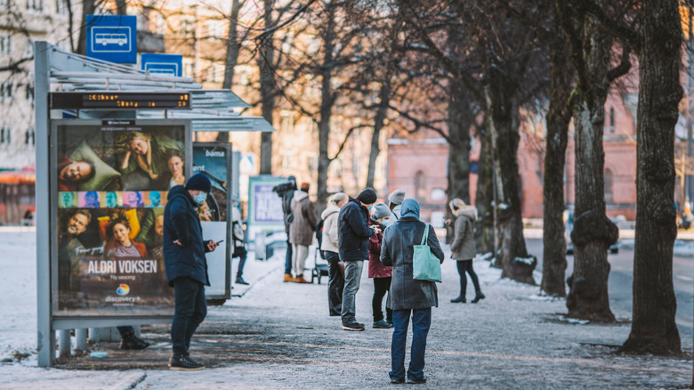 People standing outside in the cold