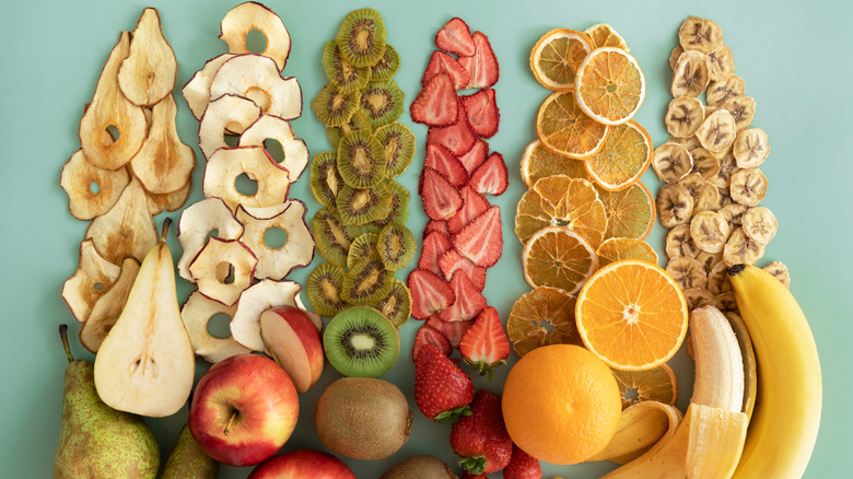 Dried and fresh fruit collage