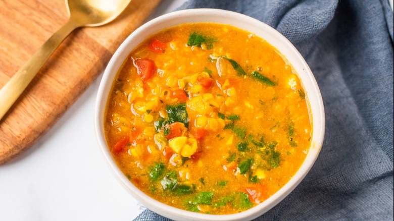 lentil curry soup served