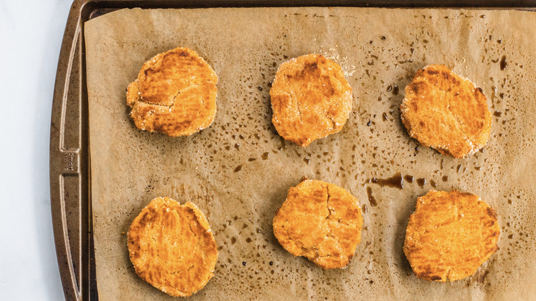 Sweet potato patties cooking