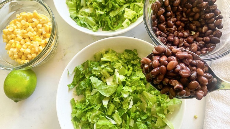 assemble burrito bowls