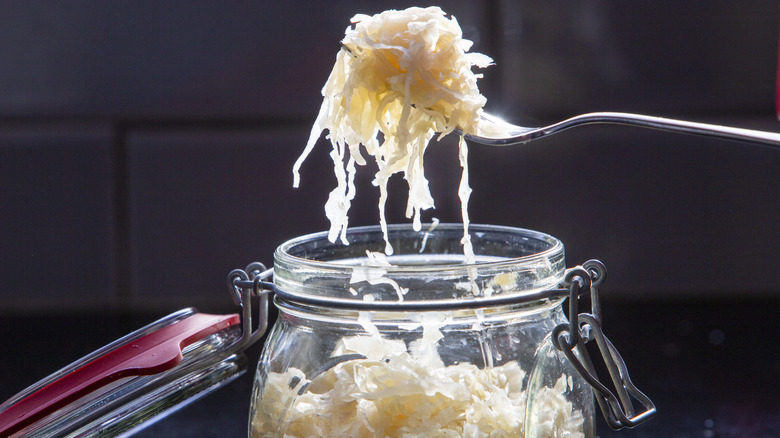 jar of homemade sauerkraut