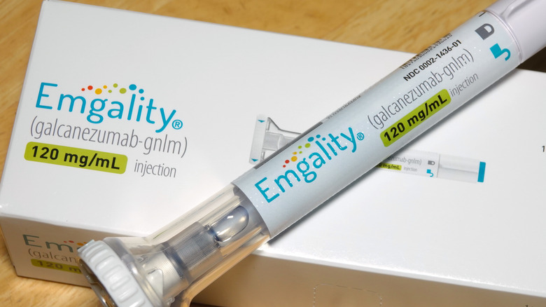 Emgality autoinjector on box