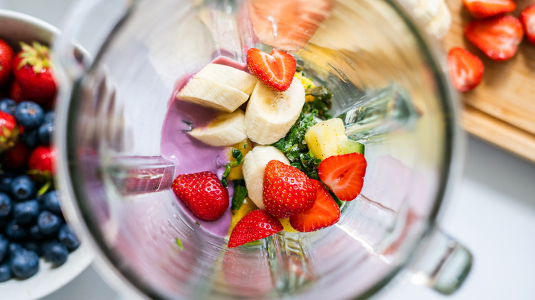 fruit in a blender