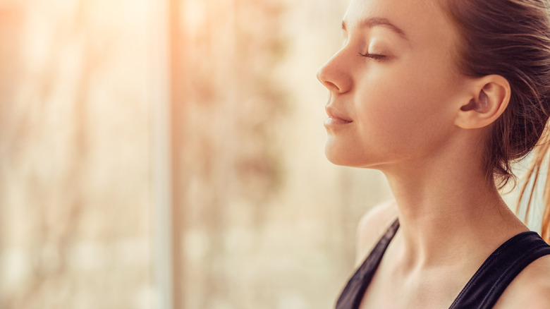 woman breathing