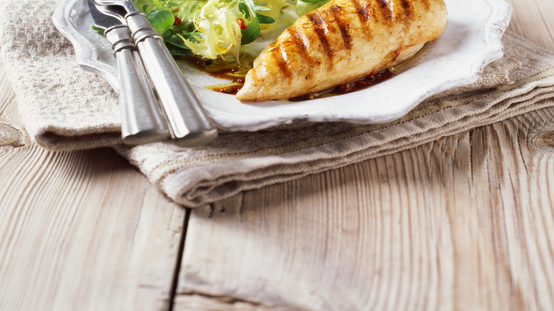 grilled chicken with greens