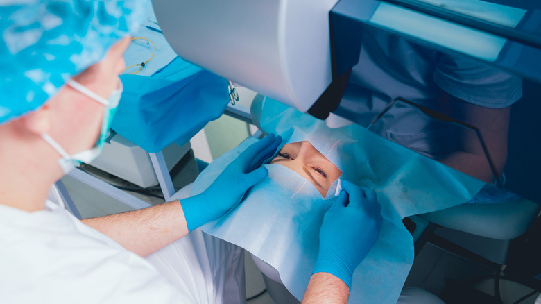 Person getting lasik surgery