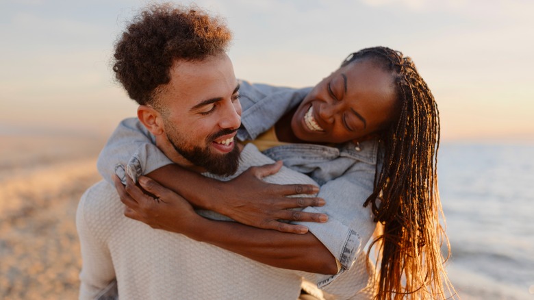 Happy couple on beach