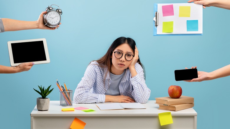 Office woman suffering from fatigue