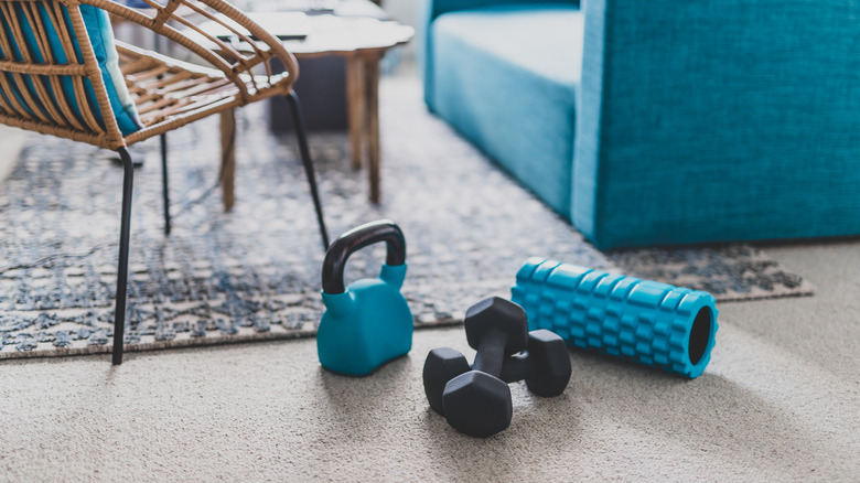 Foam roller on floor