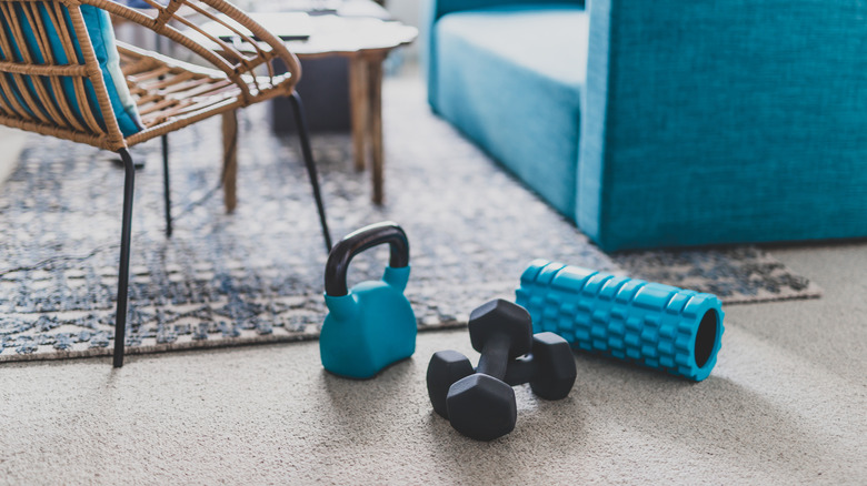 Foam roller on floor