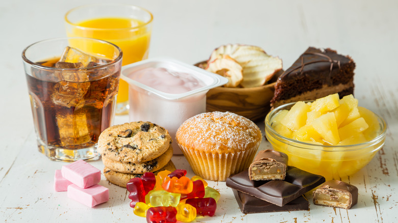 table full of sugary foods