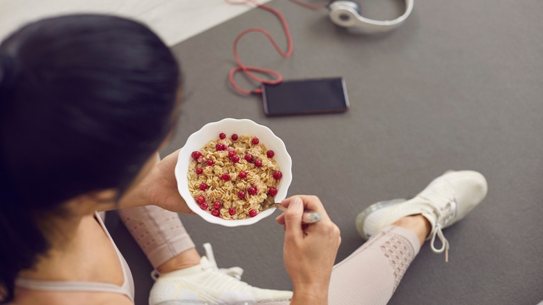 woman eating oatmeal