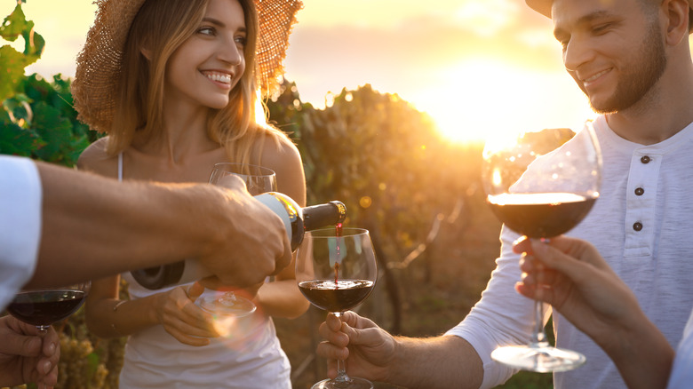 friends drinking red wine
