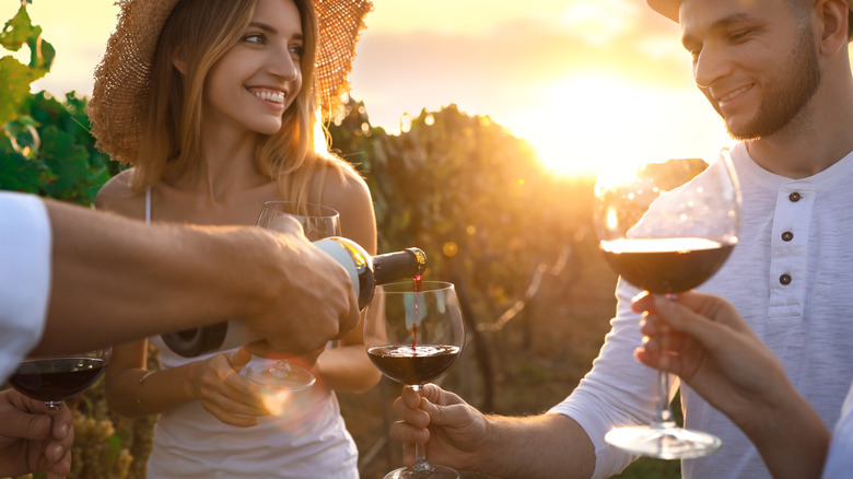 friends drinking red wine