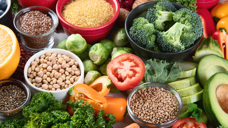 Vegetables, beans, and nuts