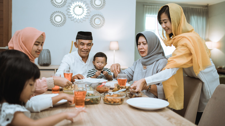 a family eating dinner 