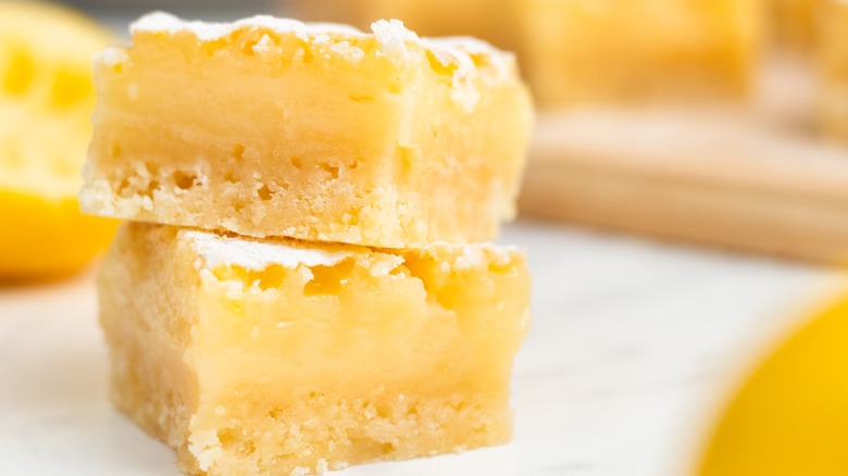 two lemon bars stacked