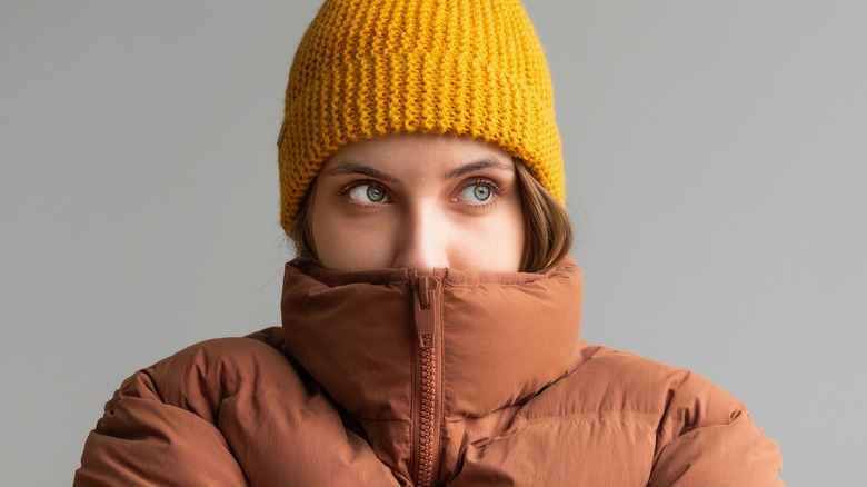 woman wearing knit hat