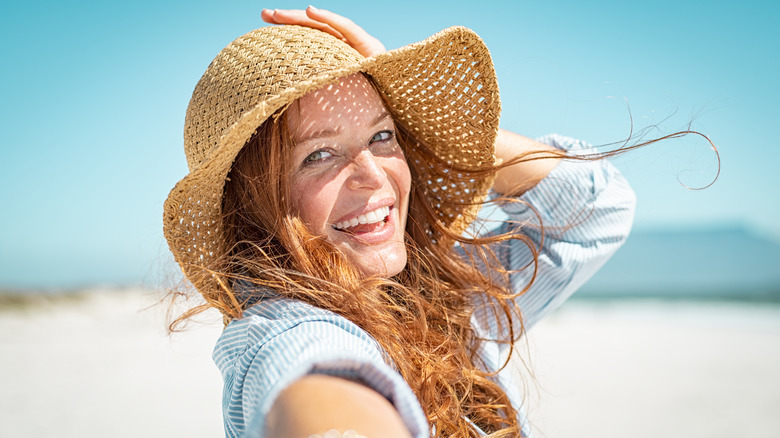 woman happy in sun