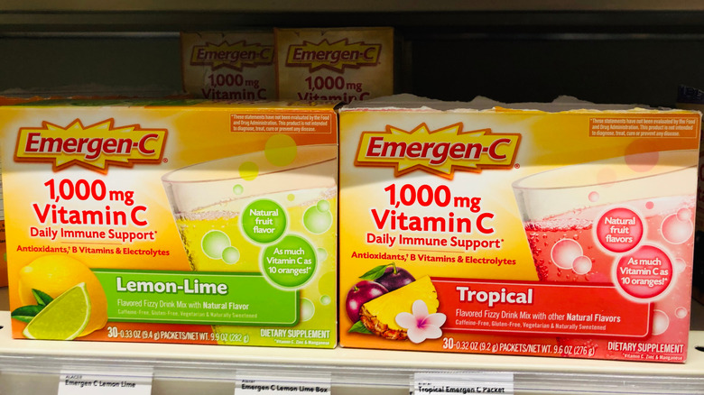 Boxes of Emergen-C on shelves