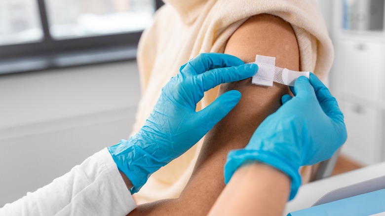 Bandage placed on patient's arm