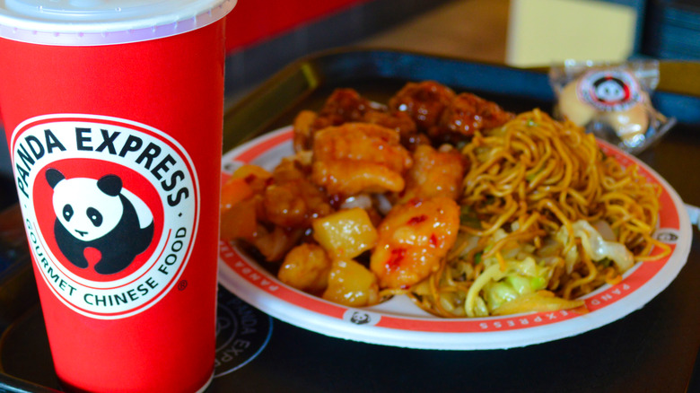 panda express meal on tray