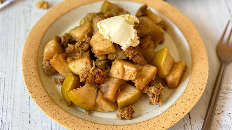 healthy apple crisp on plate