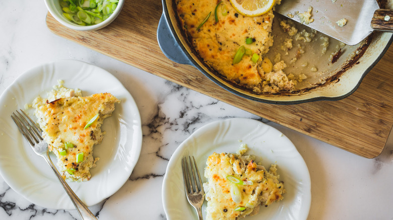 two slices of chicken rice casserole