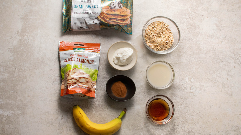 ingredients for oatmeal plus toppings