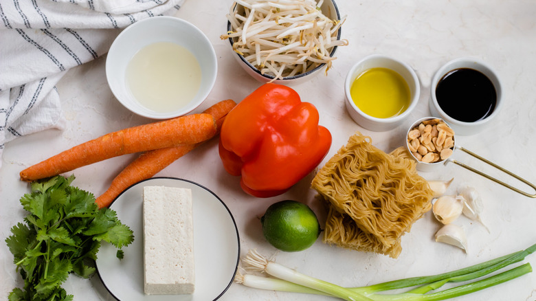Pad Thai ingredients on counter