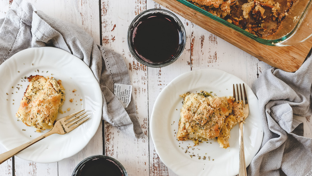 two plates of casserole