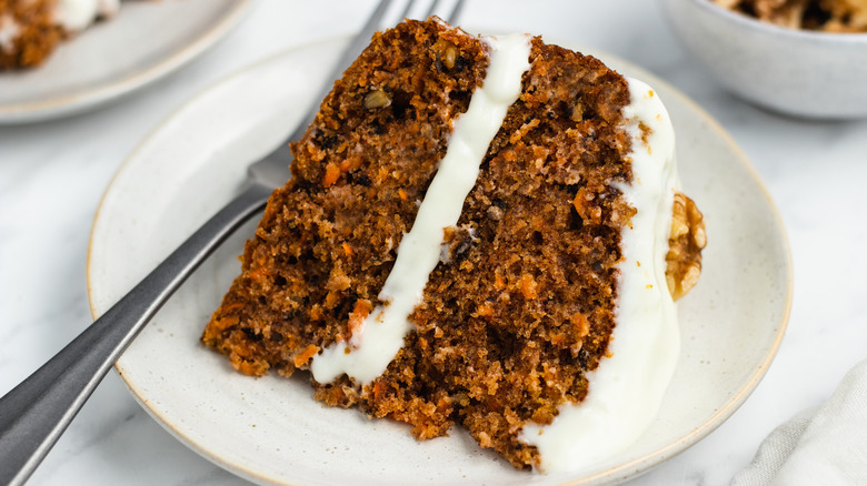 carrot cake on plate 