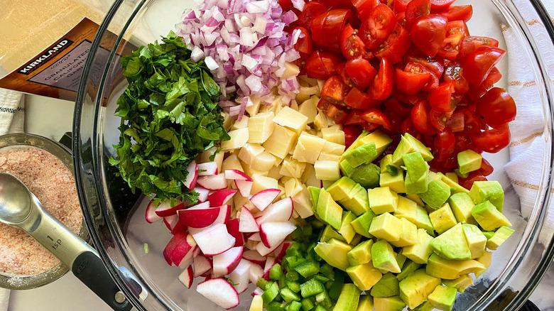 chopped vegetables in bowl