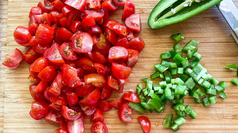 chopped tomatoes and jalapeno