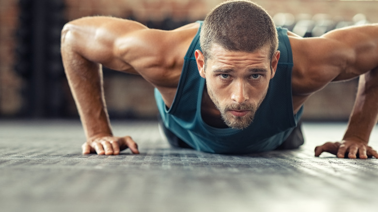 man doing pushups