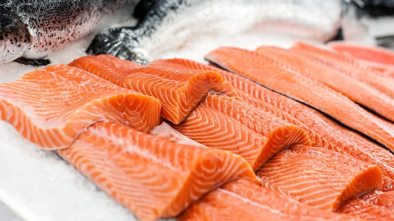 several salmon filets