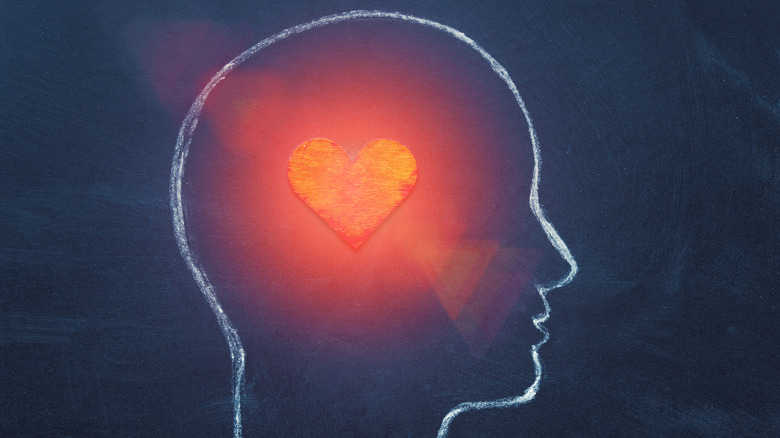 Bright red heart representing brain