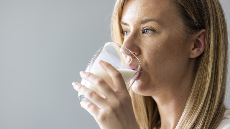 Woman drinking milk 