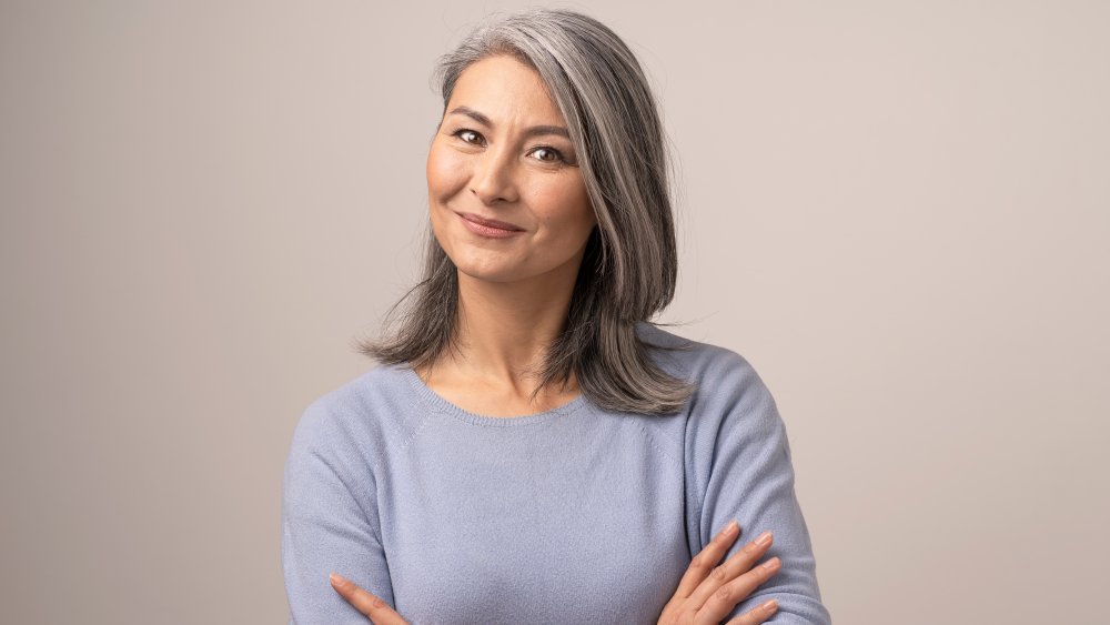 Woman with gray hair