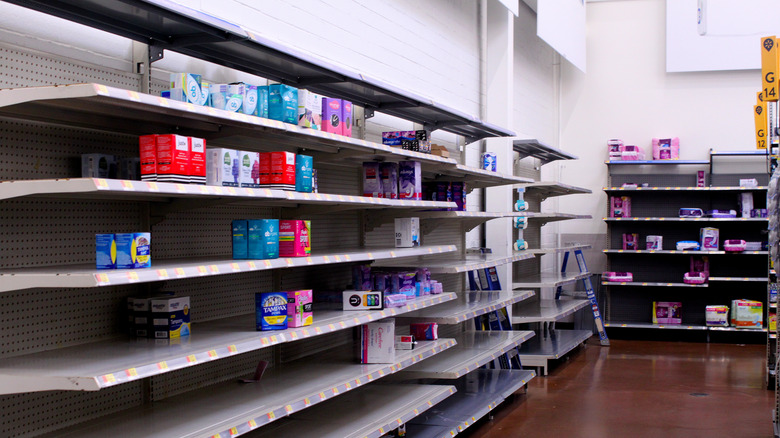 Tampons on store shelf