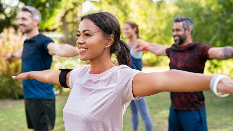 People exercising outside