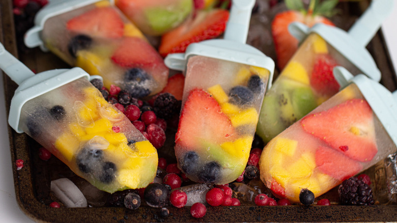 Homemade Fruit Popsicles in mold 